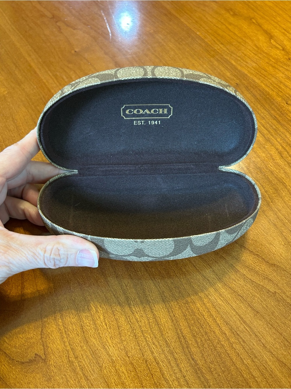 COACH Signature Monogram Eyeglass Case in Brown